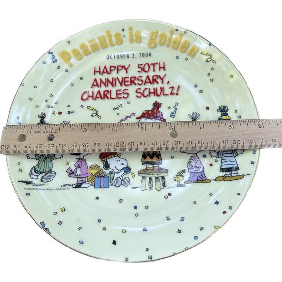 Peanuts is Golden 2000 Happy 50th Anniversary Charles Schulz! 9 in Plate - Picture 4 of 4